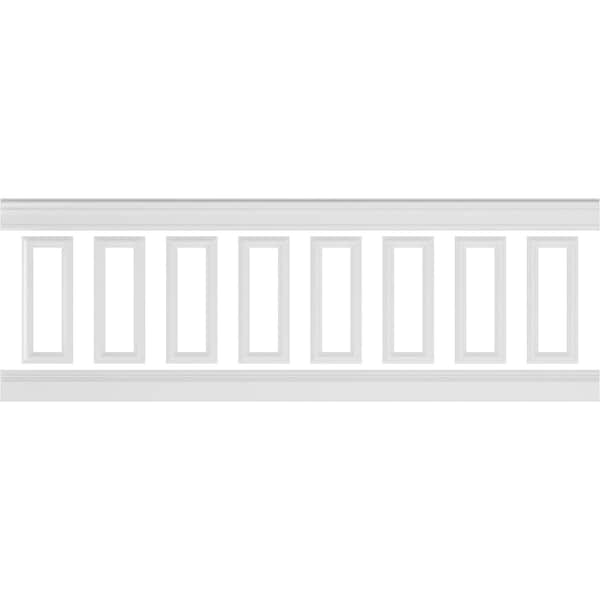 Ekena Millwork 94 1/2"L (Adjustable 32"H to 36"H) Ashford Square Panel Traditional Wainscot Paneling Kit WPKUSQ041P032 - main